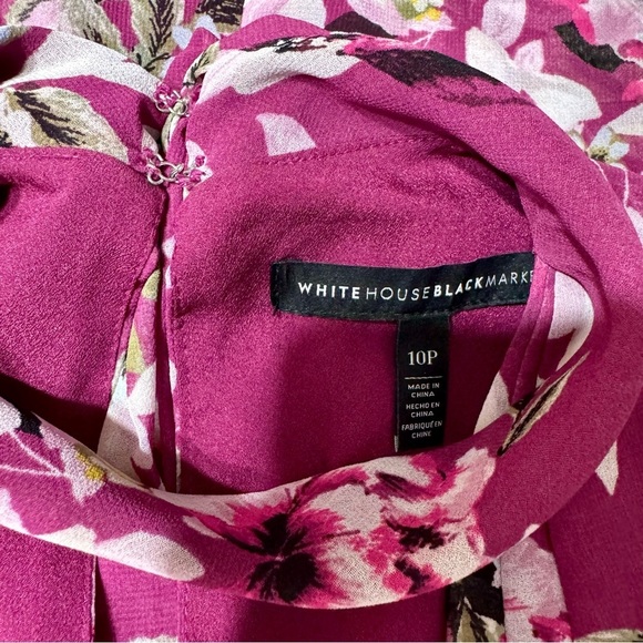 White House Black Market Purple Floral Tie Neck Chiffon Choker Shift Dress 10 - Picture 10 of 11